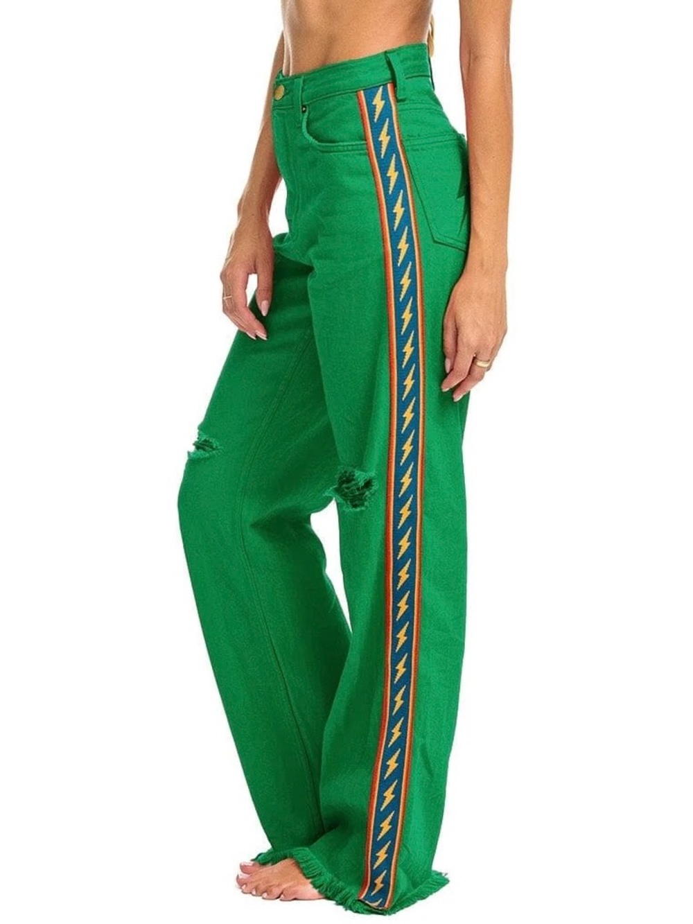 Aviator Nation NWT Bolt Stripe Hi Rise Wide-Leg Gypsy Jean (29) - Picture 9 of 16